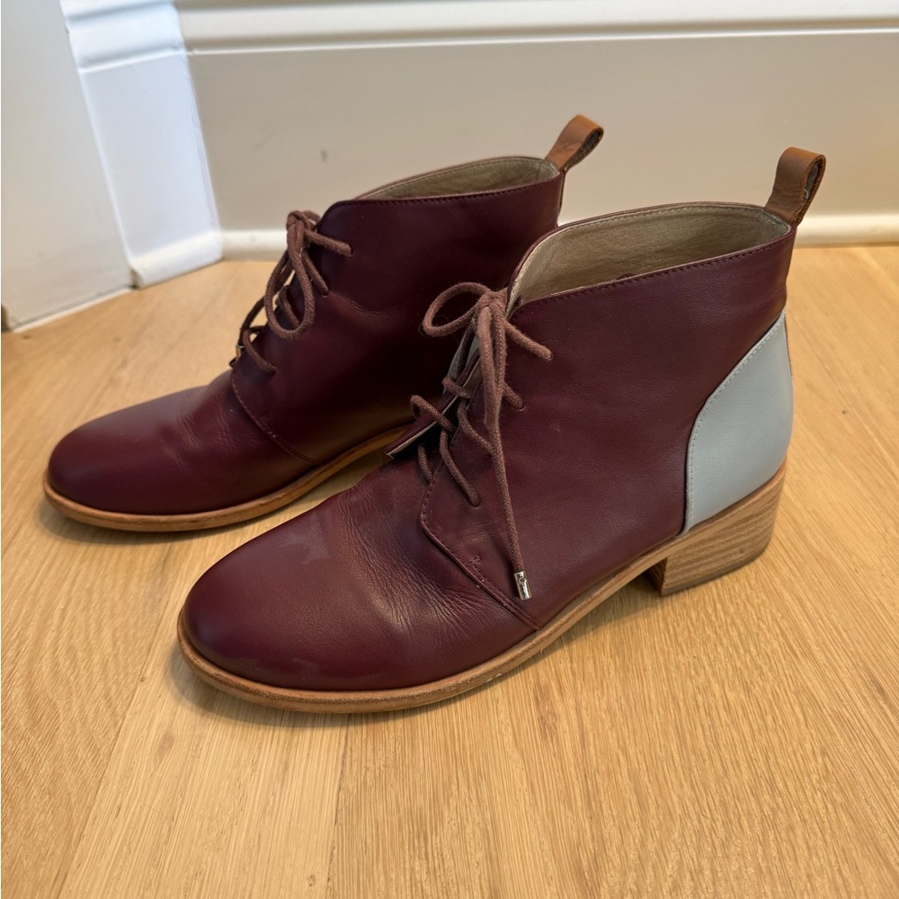 Gorman Burgundy and Blue Lace-up Ankle Boots